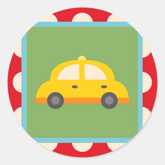 Cute Car Transportation Theme Baby Kinderen Gifts Ronde Sticker (Voorkant)