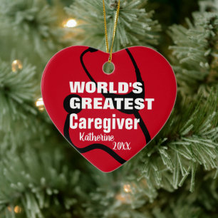 Cute Caregiver Medical Red Heart, gepersonaliseerd Keramisch Ornament