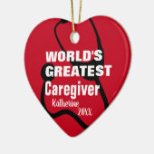 Cute Caregiver Medical Red Heart, gepersonaliseerd Keramisch Ornament (Links)