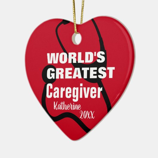 Cute Caregiver Medical Red Heart, gepersonaliseerd Keramisch Ornament (Links)