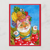 Cute Carmen Miranda cat fantasy briefkaart (Voorkant)