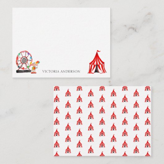 Cute Carnaval Circus Show Clowns Ballonnen Kids Notitiekaartje (Voorkant / Achterkant)