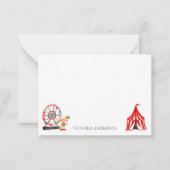 Cute Carnaval Circus Show Clowns Ballonnen Kids Notitiekaartje (Voorkant)