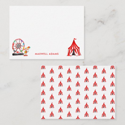 Cute Carnaval Circus Show Clowns Ballonnen Kids Notitiekaartje (Voorkant / Achterkant)