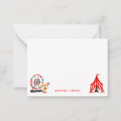 Cute Carnaval Circus Show Clowns Ballonnen Kids Notitiekaartje (Voorkant)