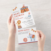 Cute Carnival Circus Baby shower All In One Uitnodiging (Afscheurbaar)