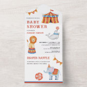 Cute Carnival Circus Baby shower All In One Uitnodiging (Binnen)