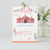 Cute Carnival Circus Birthday Party Invitation Kaart (Staand voorkant)