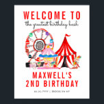 Cute Carnival Circus Festival Show Kid Birthday Po Poster<br><div class="desc">Cute Carnival Circus Festival Show Kid Birthday Poster</div>