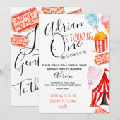 Cute carnival circus kind party kaart (Voorkant / Achterkant)