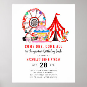 Cute Carnival Circus Show Birthday Kind Poster