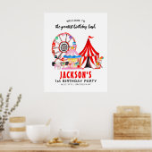 Cute Carnival Circus Show Birthday Kind Poster (Keuken)