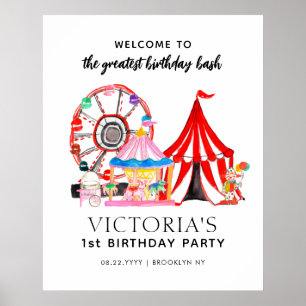 Cute Carnival Circus Show Kind Birthday Po Poster