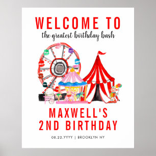 Cute Carnival Circus Show Kind Birthday Po Poster