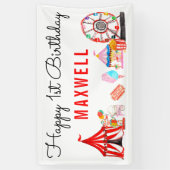 Cute Carnival Circus Show Kinderen Birthday Spandoek (Verticaal)