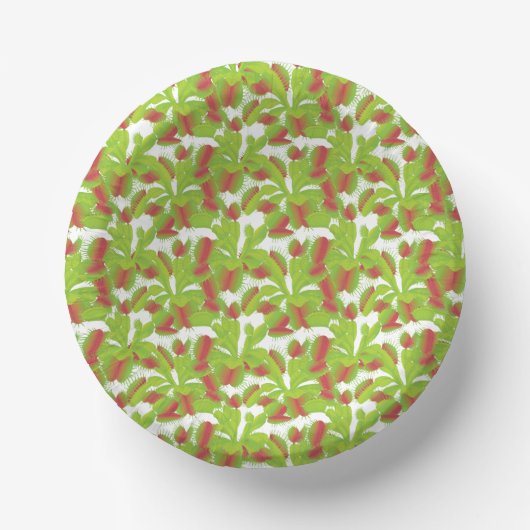 Cute Carnivorous Venus Flytrap Floral Pattern Papieren Kommen (Voorkant)