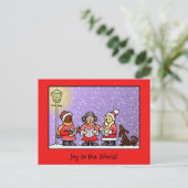 Cute Carolers & Singing Dog Personalized Briefkaart (Staand voorkant)