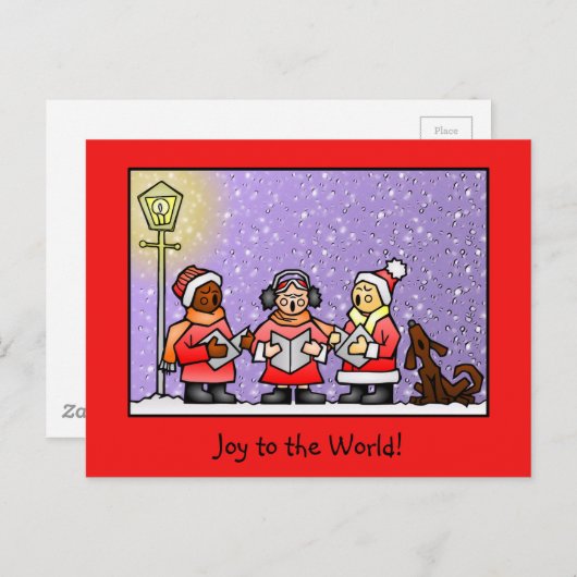 Cute Carolers & Singing Dog Personalized Briefkaart (Voorkant / Achterkant)