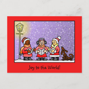 Cute Carolers & Singing Dog Personalized Briefkaart
