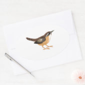 Cute Carolina Wren Ovale Sticker (Envelop)