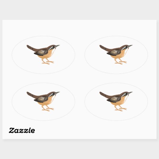 Cute Carolina Wren Ovale Sticker (Vel)
