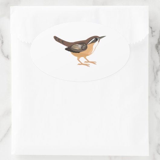 Cute Carolina Wren Ovale Sticker (Tas)
