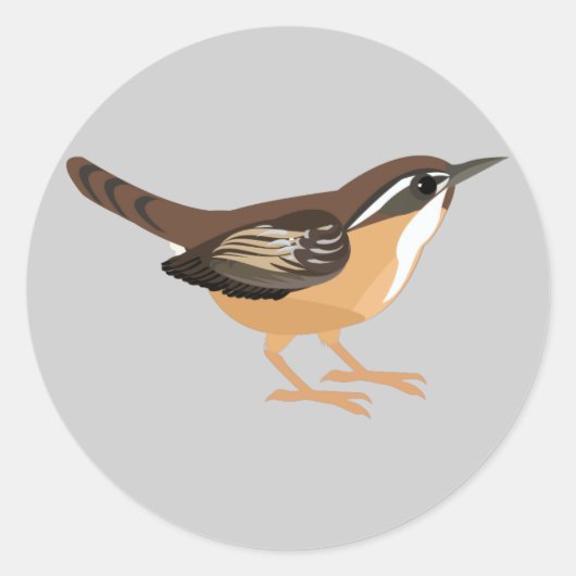 Cute Carolina Wren Ronde Sticker (Voorkant)