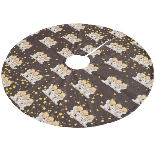 Cute Caroling Angels Fleece Tree Skirt Kerstboom Rok (Gekanteld)