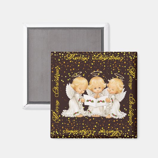 Cute Caroling Angels Magnets Magneet (Voorkant / Achterkant)