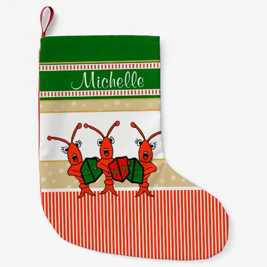 Cute Caroling Crawfish Kleine Kerstsok (Voorkant)