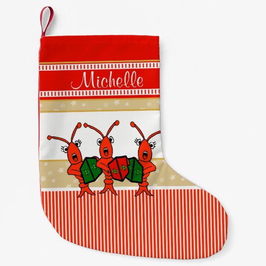 Cute Caroling Crawfish Kleine Kerstsok (Voorkant)