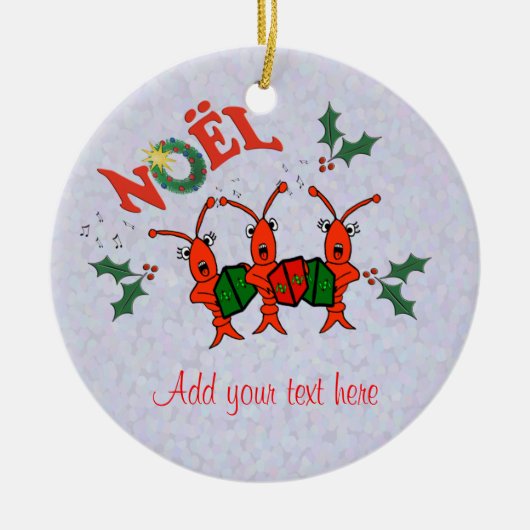 Cute Caroling Crawfish Lobster kerst Keramisch Ornament (Voorkant)