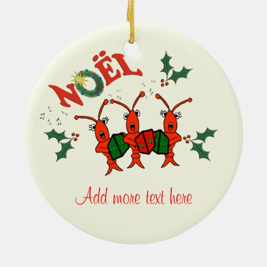 Cute Caroling Crawfish Lobster kerst Keramisch Ornament (Achterkant)