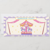 Cute Carousel Circus Ticket Carnival Baby shower  Kaart (Achterkant)