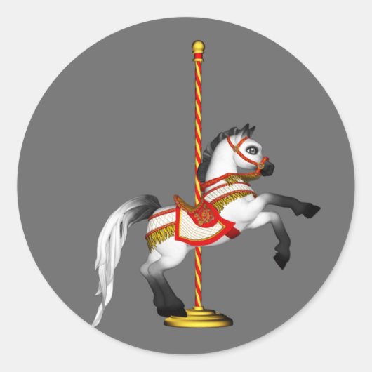 Cute Carousel Horse 1med Ronde Sticker (Voorkant)