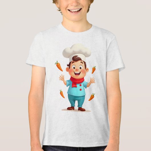 Cute Carrot Juggling Chef Kids T-Shirt (Voorkant)