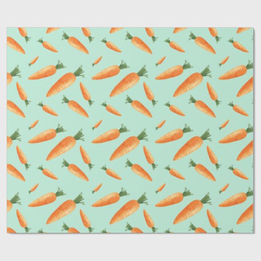 Cute Carrot Love Pattern Pastel Green Cadeaupapier (Vlak)