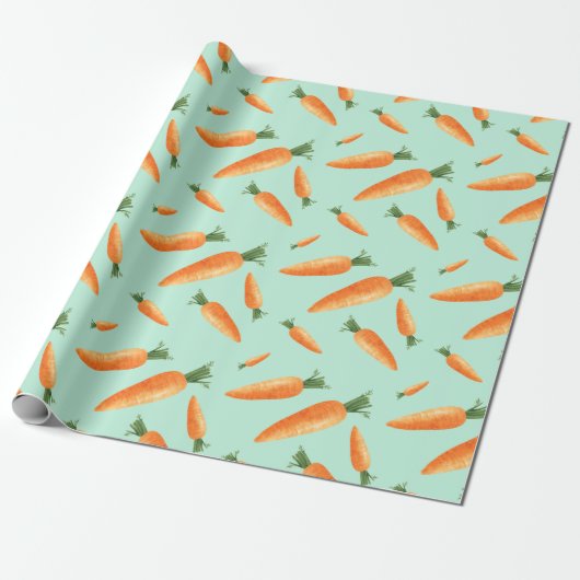 Cute Carrot Love Pattern Pastel Green Cadeaupapier (Uitgerold)