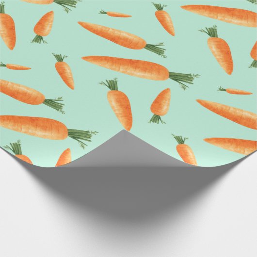 Cute Carrot Love Pattern Pastel Green Cadeaupapier (Hoek)