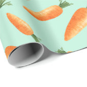 Cute Carrot Love Pattern Pastel Green Cadeaupapier (Rol Hoek)