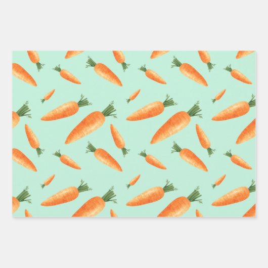 Cute Carrot Love Pattern Pastel Green Inpakpapier Vel (Voorkant 3)