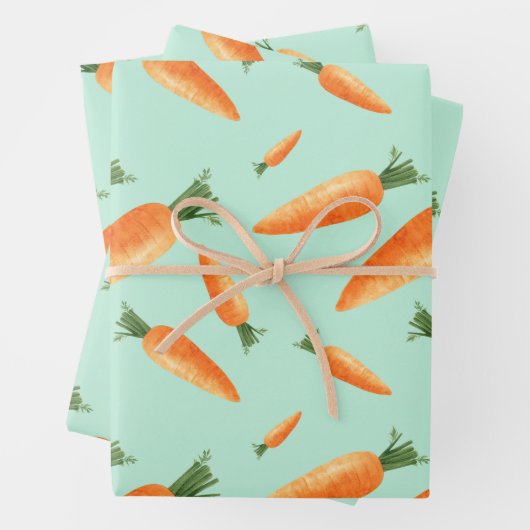Cute Carrot Love Pattern Pastel Green Inpakpapier Vel (In situ)