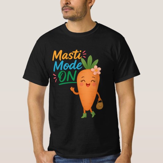 Cute Carrot Masti Mode ON Men’s T-Shirt Funny (Voorkant)
