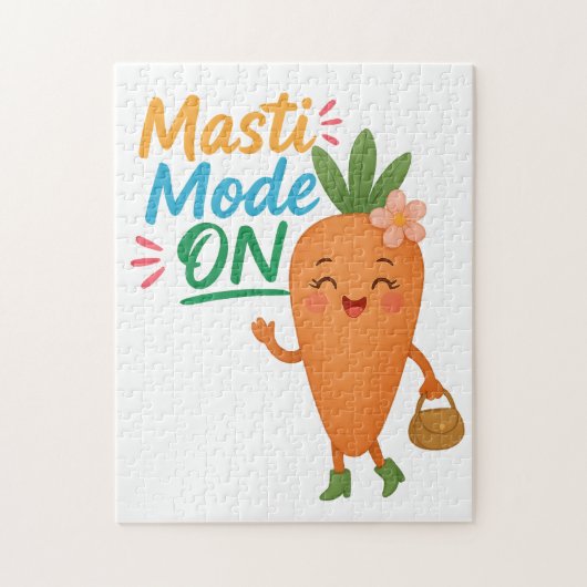 Cute Carrot Masti Mode ON Puzzle Fun Cartoon Cute  Legpuzzel (Verticaal)