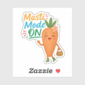 Cute Carrot Masti Mode ON Sticker Sheet Fun Cartoo (Vel)