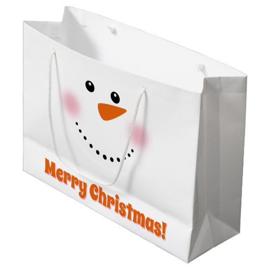 Cute Carrot Nose Snowman Card Groot Cadeauzakje (Voorkant Gekanteld)