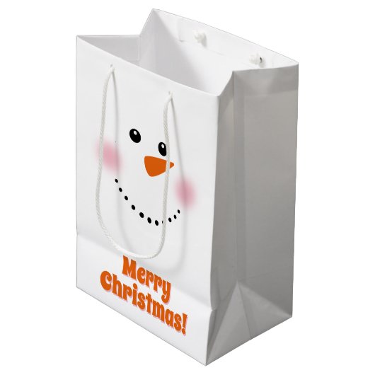 Cute Carrot Nose Snowman Medium Gift Bag Cadeauzakje (Voorkant Gekanteld)