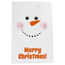 Cute Carrot Nose Snowman Medium Gift Bag Cadeauzakje