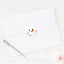 Cute Carrot Nose Snowman Ronde Sticker