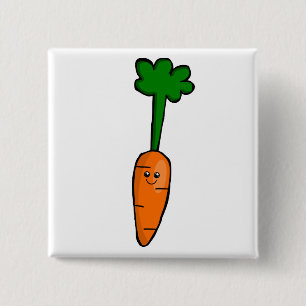 Cute Carrot Vierkante Button 5,1 Cm
